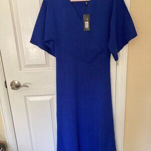 Women's Medium Cobalt Blue Tahari Knit Midi-Dress